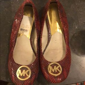 Michael kors red snake skin flats